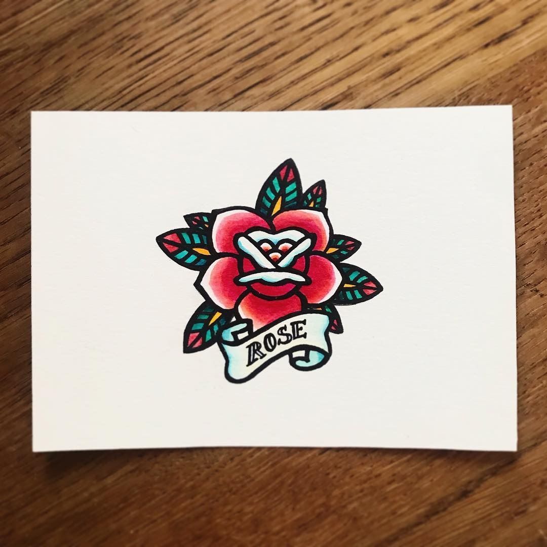Flash rose old school avec banderole